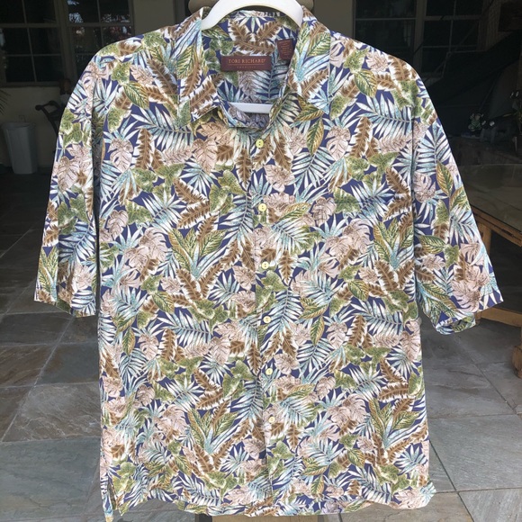 TORI RICHARD HAWAIIAN BUTTON DOWN SHIRT MENS L - Picture 3 of 9